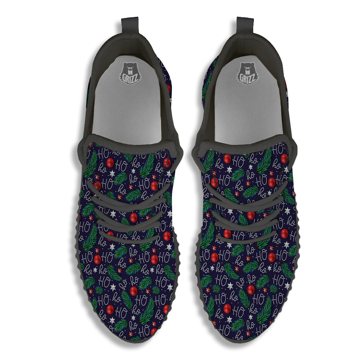 Santa Claus Laugh Christmas Hohoho Print Black Walking Shoes-grizzshop