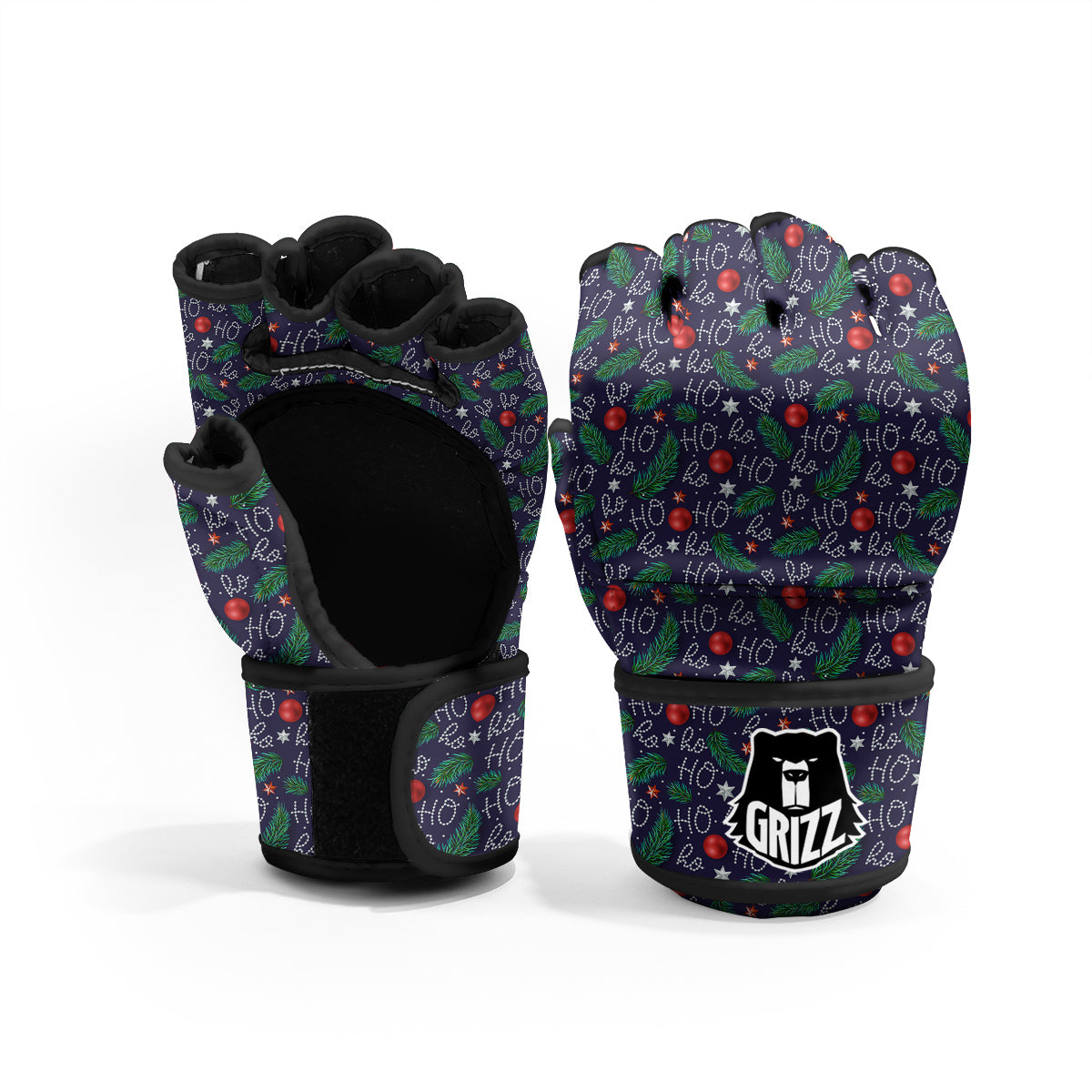 Santa Claus Laugh Christmas Hohoho Print MMA Gloves-grizzshop