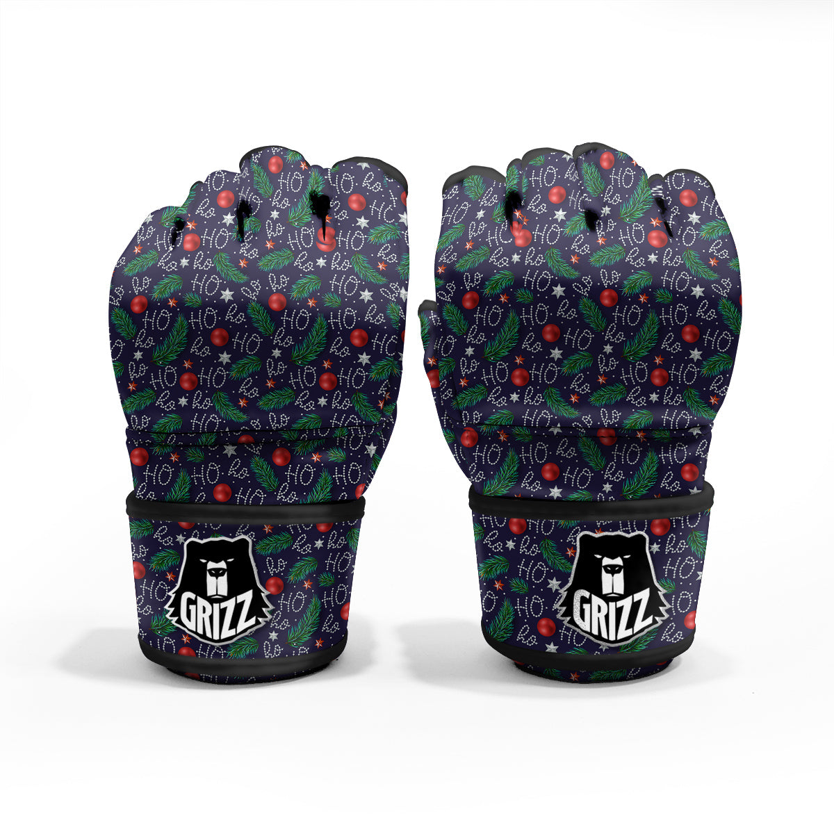 Santa Claus Laugh Christmas Hohoho Print MMA Gloves-grizzshop