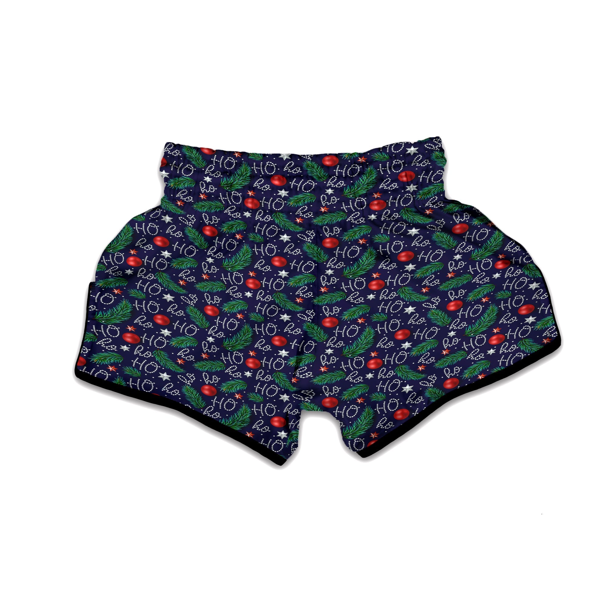 Santa Claus Laugh Christmas Hohoho Print Muay Thai Boxing Shorts-grizzshop