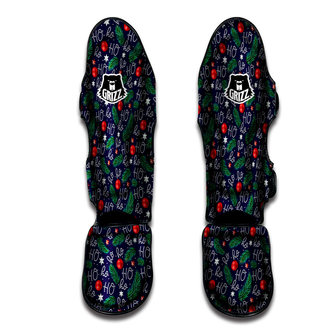 Santa Claus Laugh Christmas Hohoho Print Muay Thai Shin Guards-grizzshop
