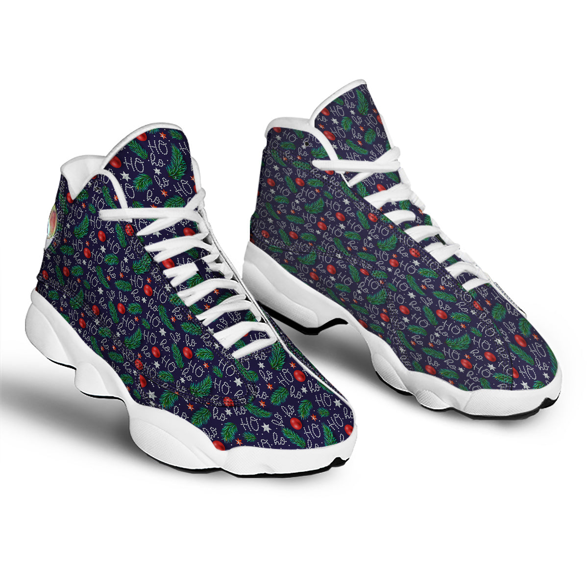 Santa Claus Laugh Christmas Hohoho Print White Basketball Shoes-grizzshop