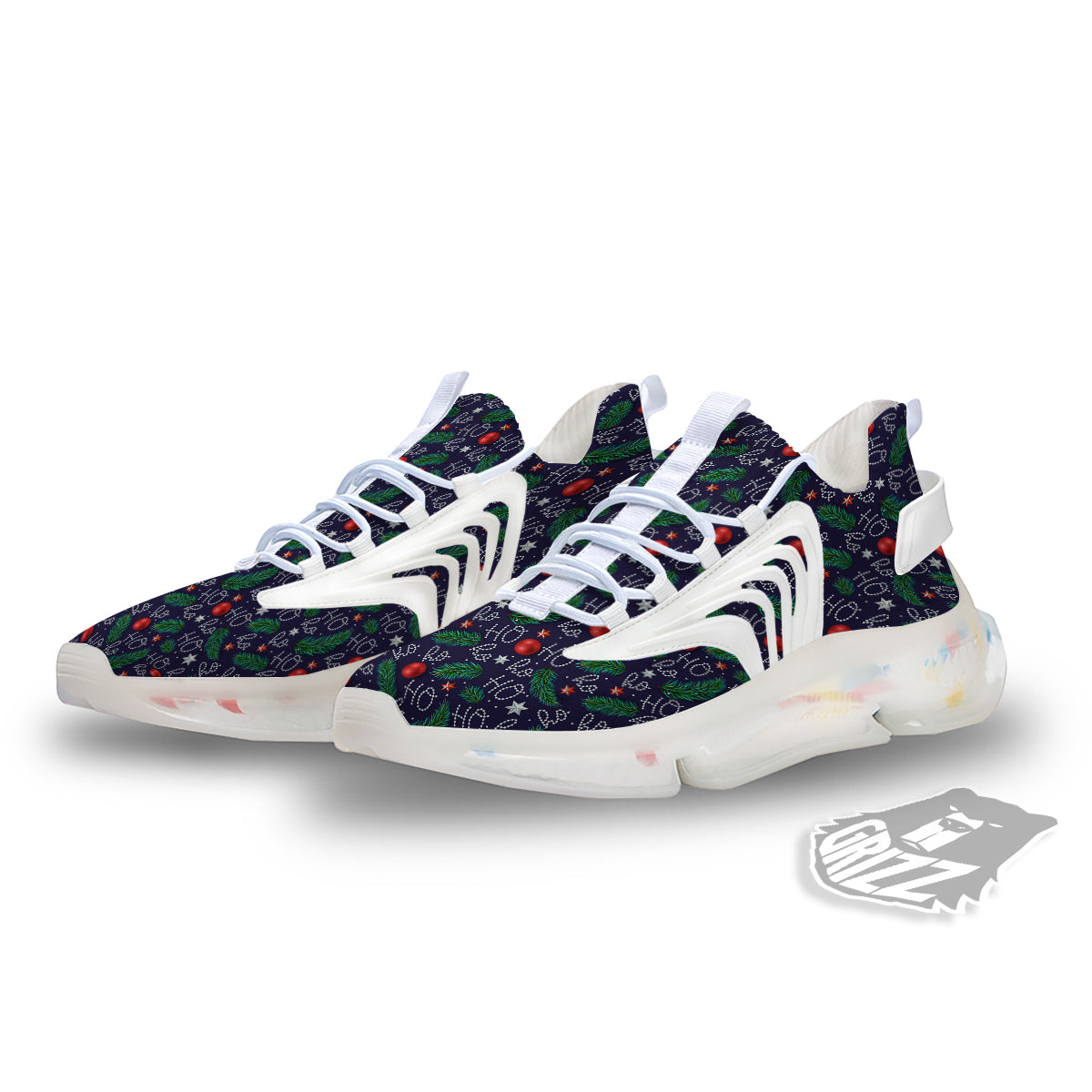 Santa Claus Laugh Christmas Hohoho Print White Gym Shoes-grizzshop