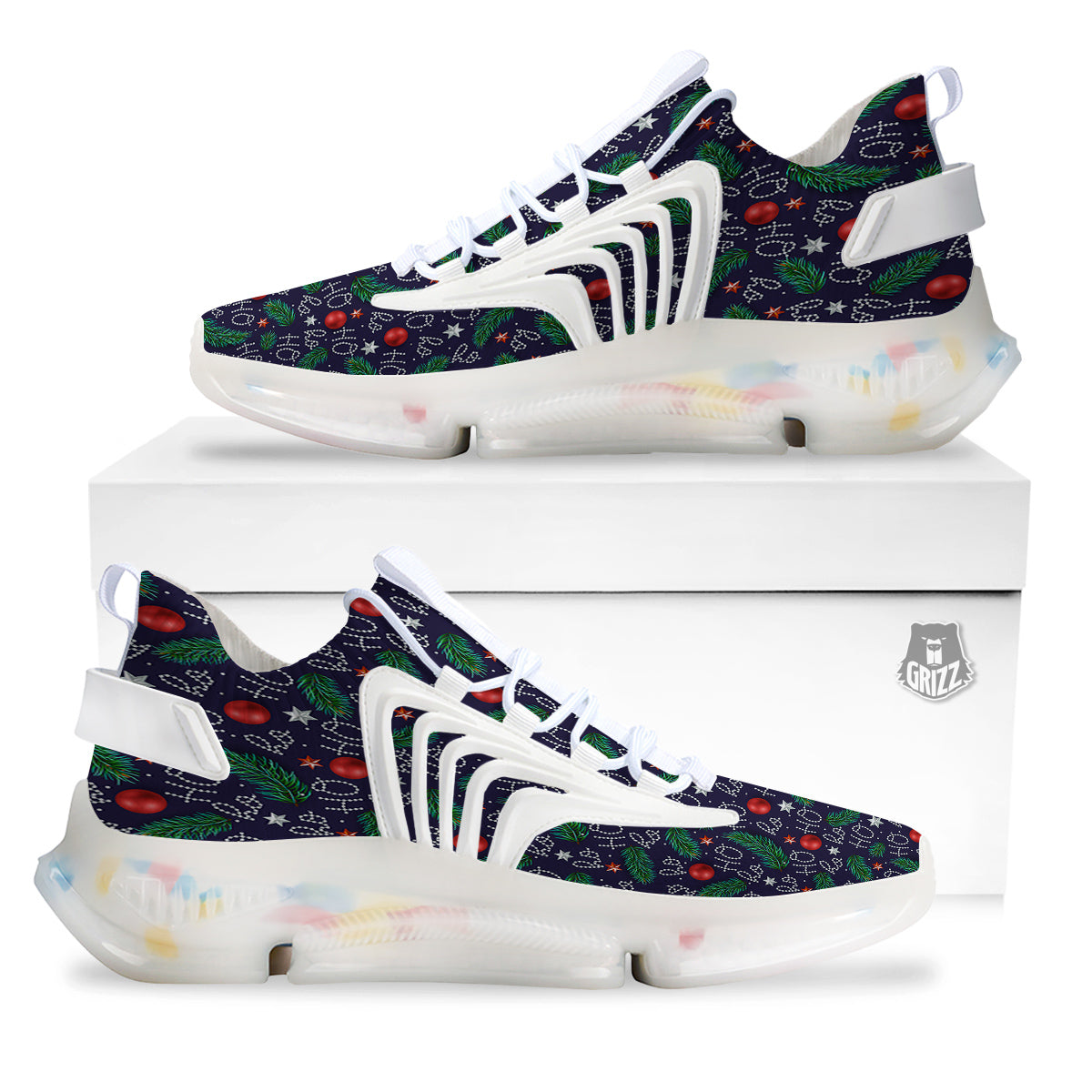 Santa Claus Laugh Christmas Hohoho Print White Gym Shoes-grizzshop