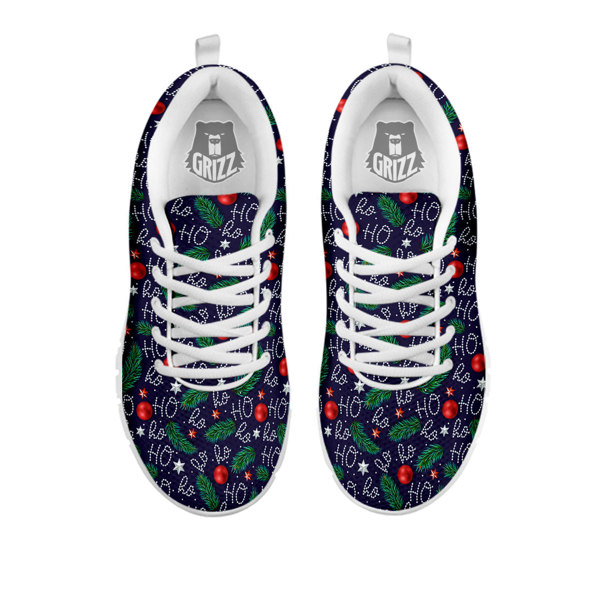 Santa Claus Laugh Christmas Hohoho Print White Sneaker-grizzshop