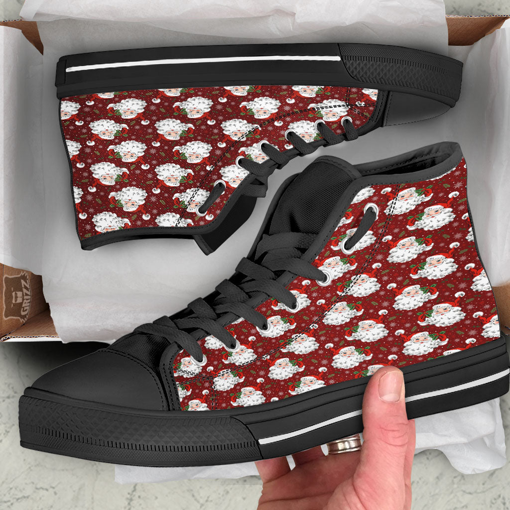 Santa Claus Xmas Print Pattern High Top Shoes-grizzshop