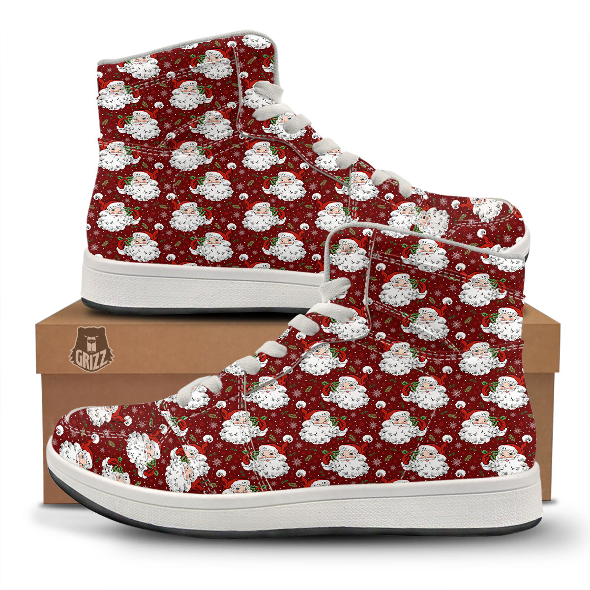 Santa Claus Xmas Print Pattern High Top Sneakers-grizzshop