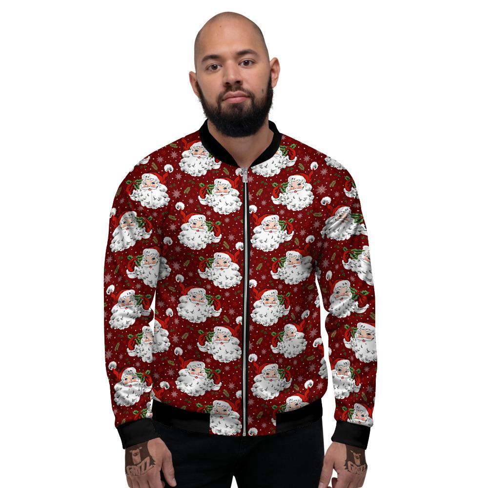 Santa Claus Xmas Print Pattern Men's Bomber Jacket-grizzshop