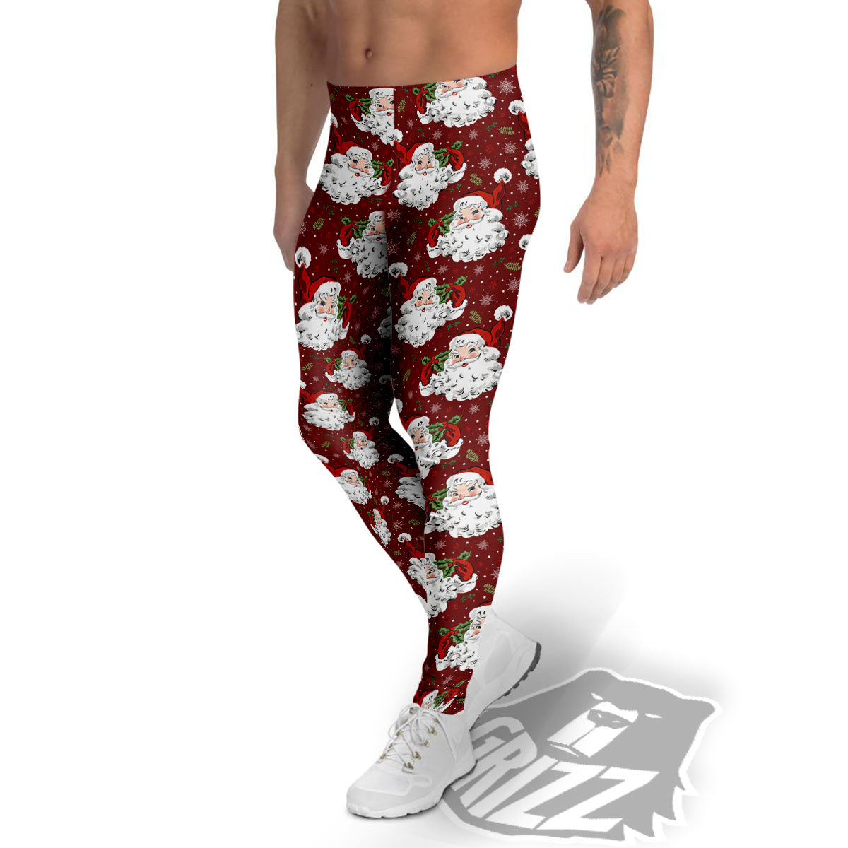 Santa Claus Xmas Print Pattern Men's Leggings-grizzshop