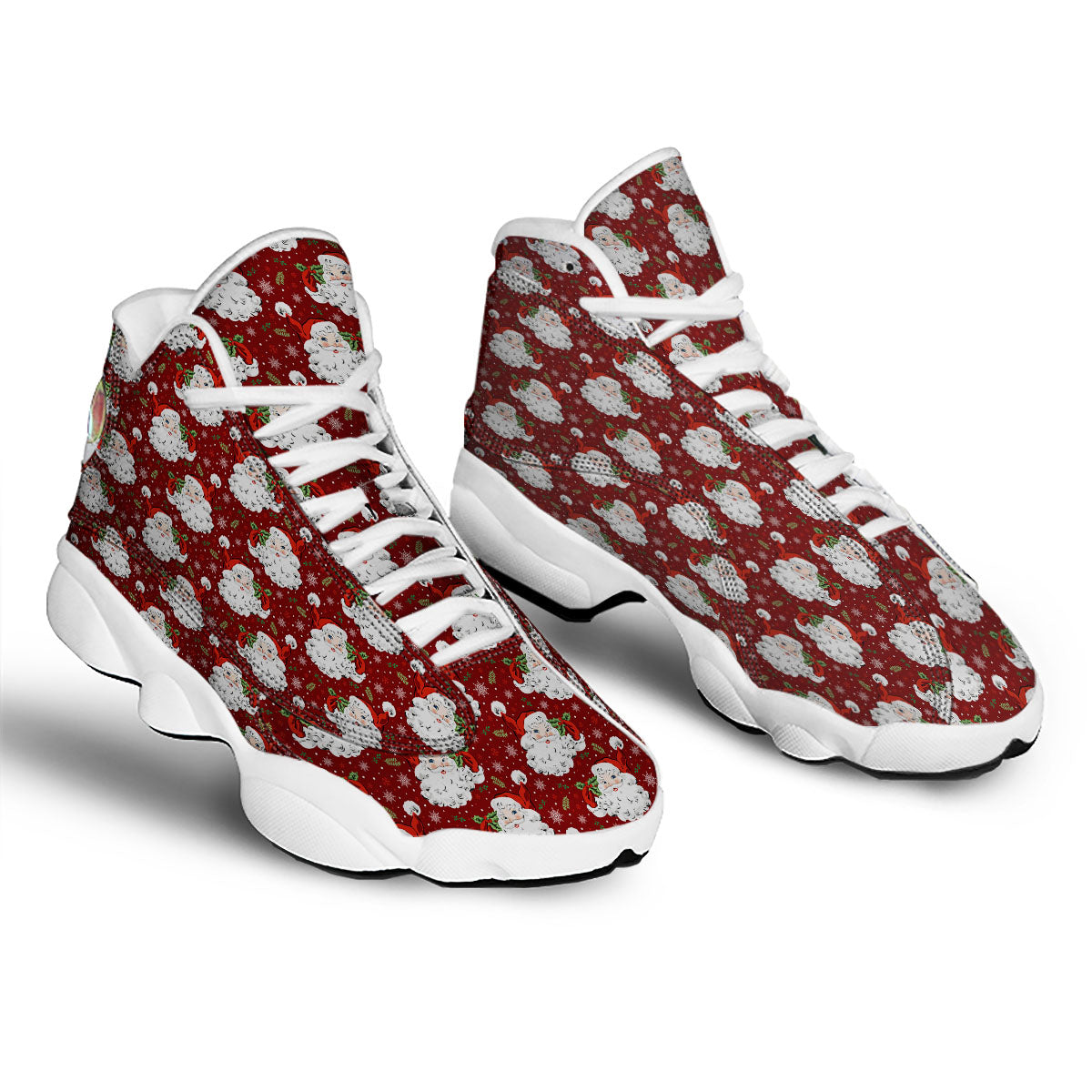 Santa Claus Xmas Print Pattern White Basketball Shoes-grizzshop