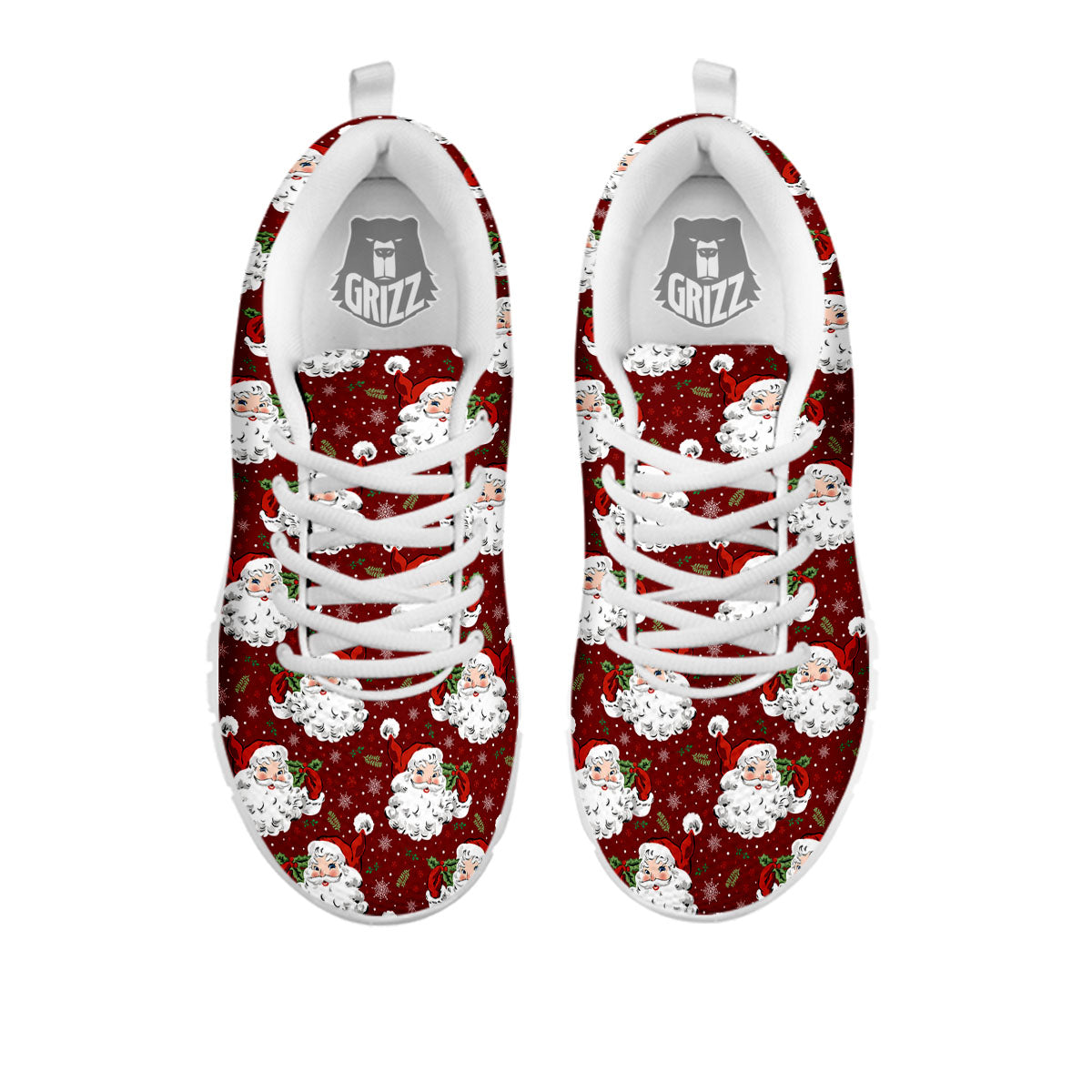 Santa Claus Xmas Print Pattern White Sneaker-grizzshop