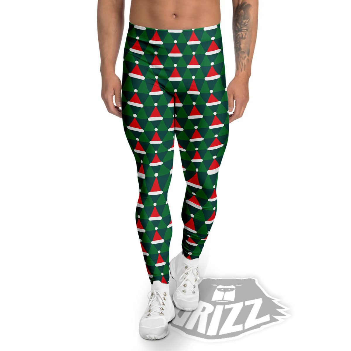 Santa Hats Christmas Print Pattern Men's Leggings-grizzshop