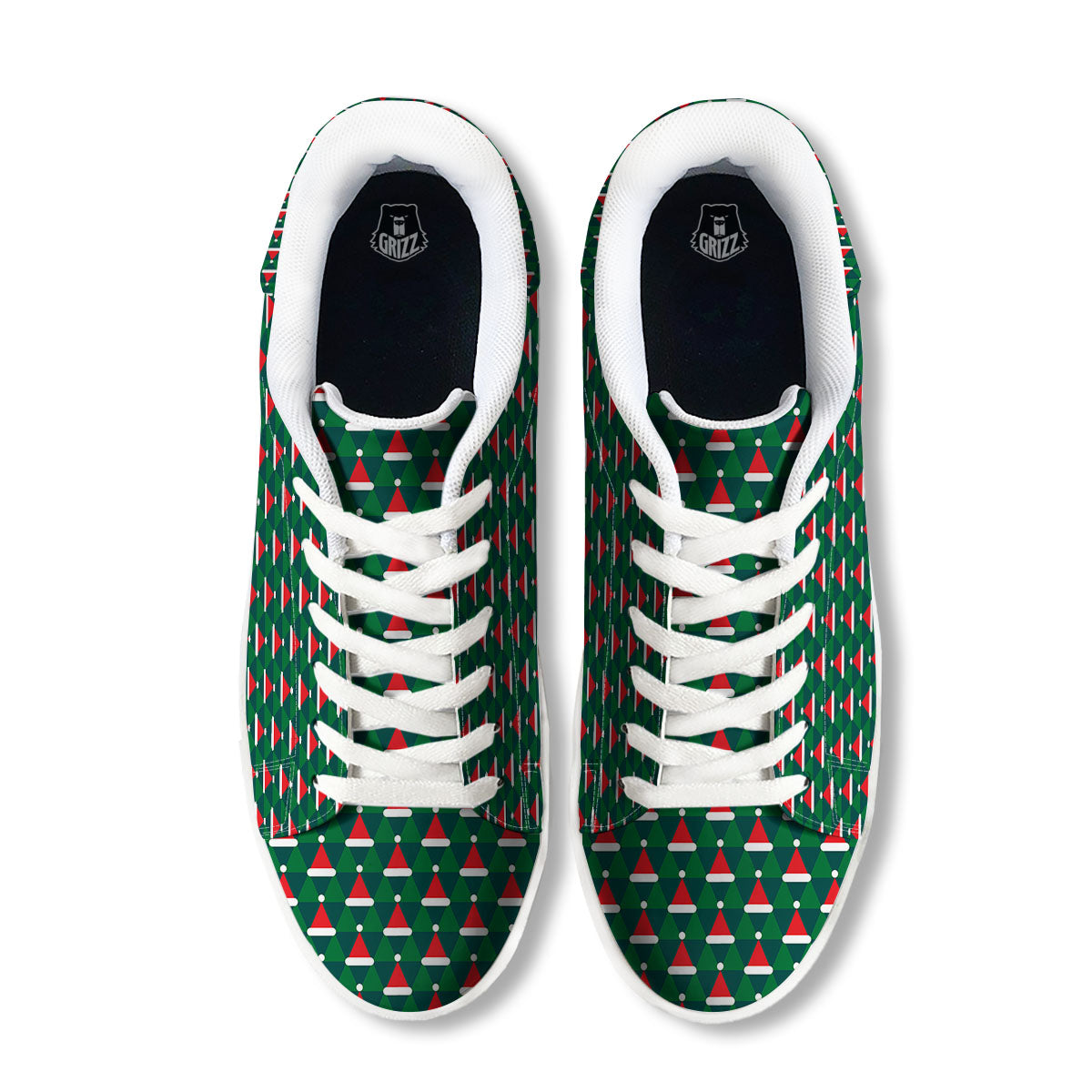 Santa Hats Christmas Print Pattern White Low Top Sneakers-grizzshop