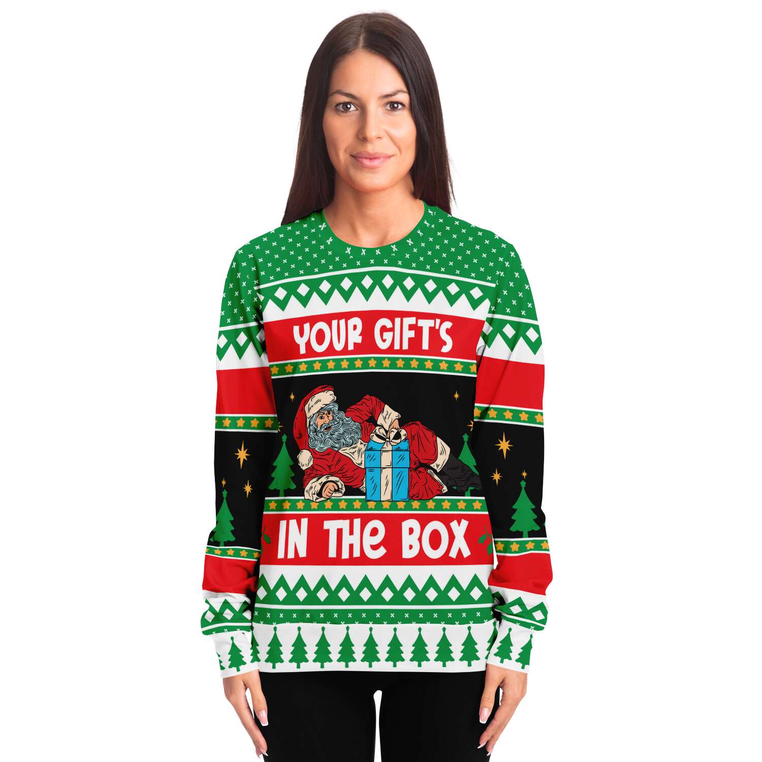 Santa Your Gift's In The Box Ugly Christmas Sweater-grizzshop