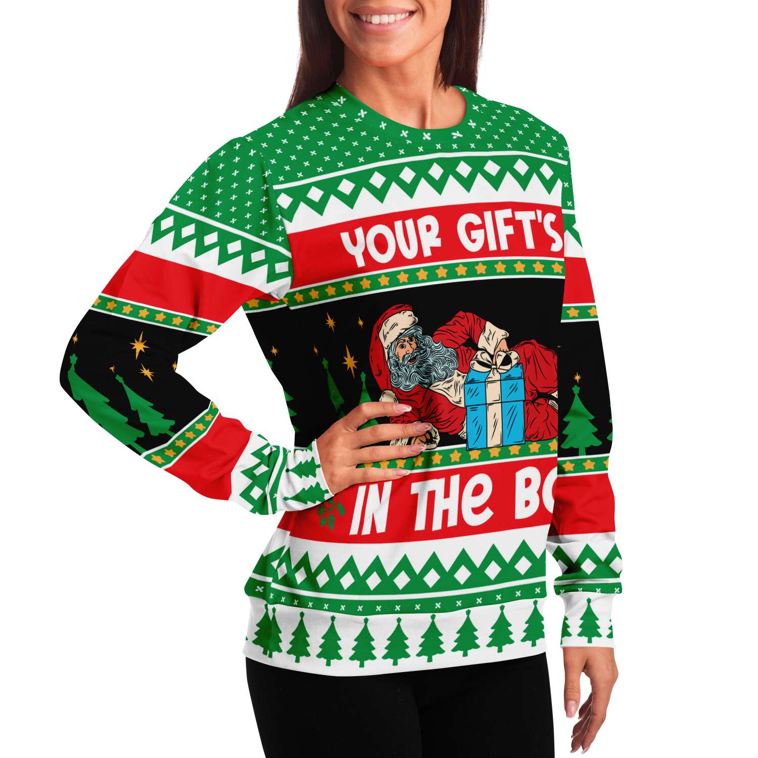Santa Your Gift's In The Box Ugly Christmas Sweater-grizzshop