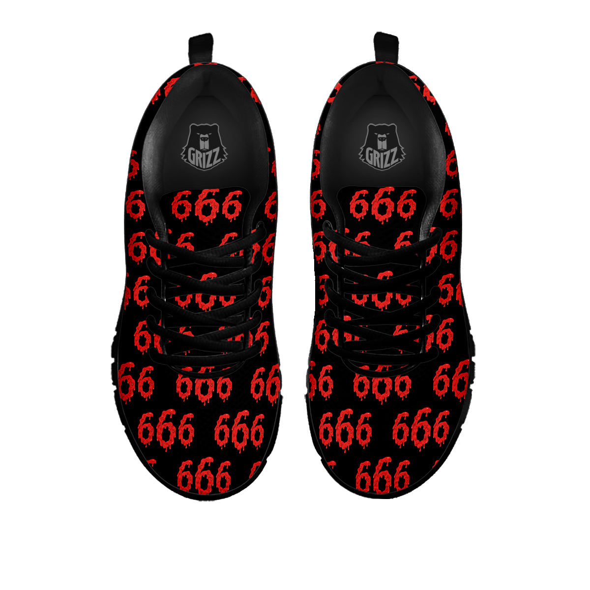Satan 666 Print Pattern Black Sneaker-grizzshop