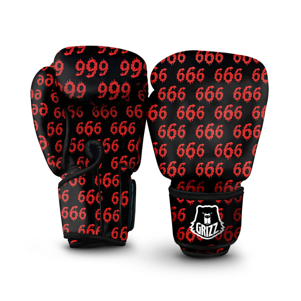 Satan 666 Print Pattern Boxing Gloves-grizzshop