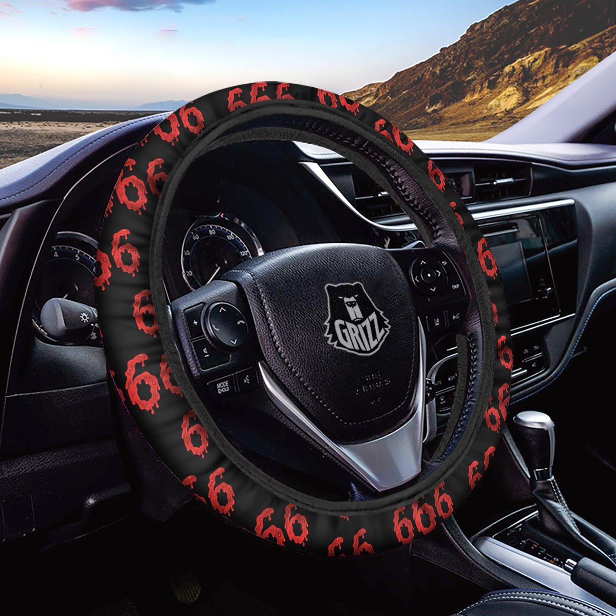 Satan 666 Print Pattern Car Steering Wheel Cover-grizzshop