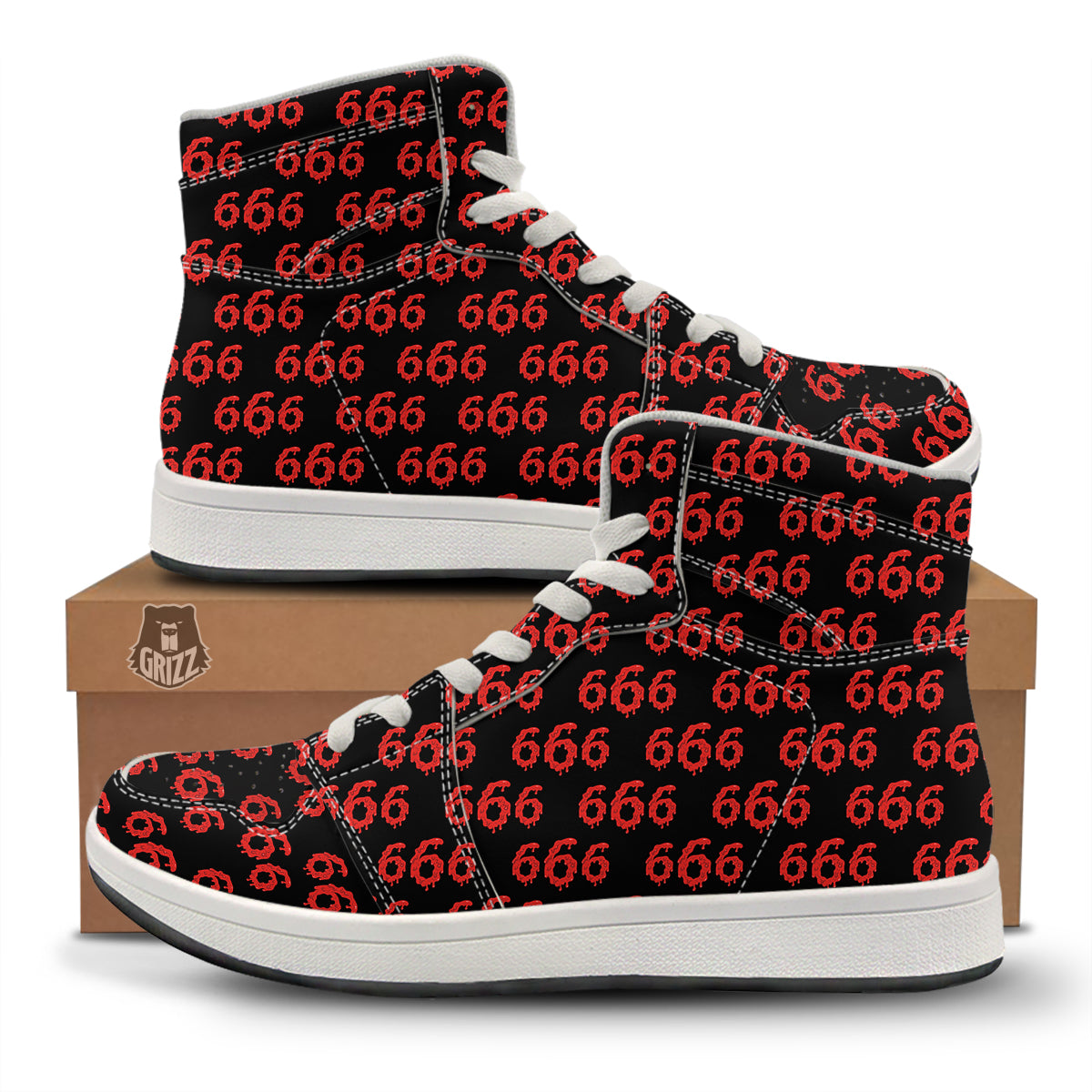 Satan 666 Print Pattern High Top Sneakers-grizzshop