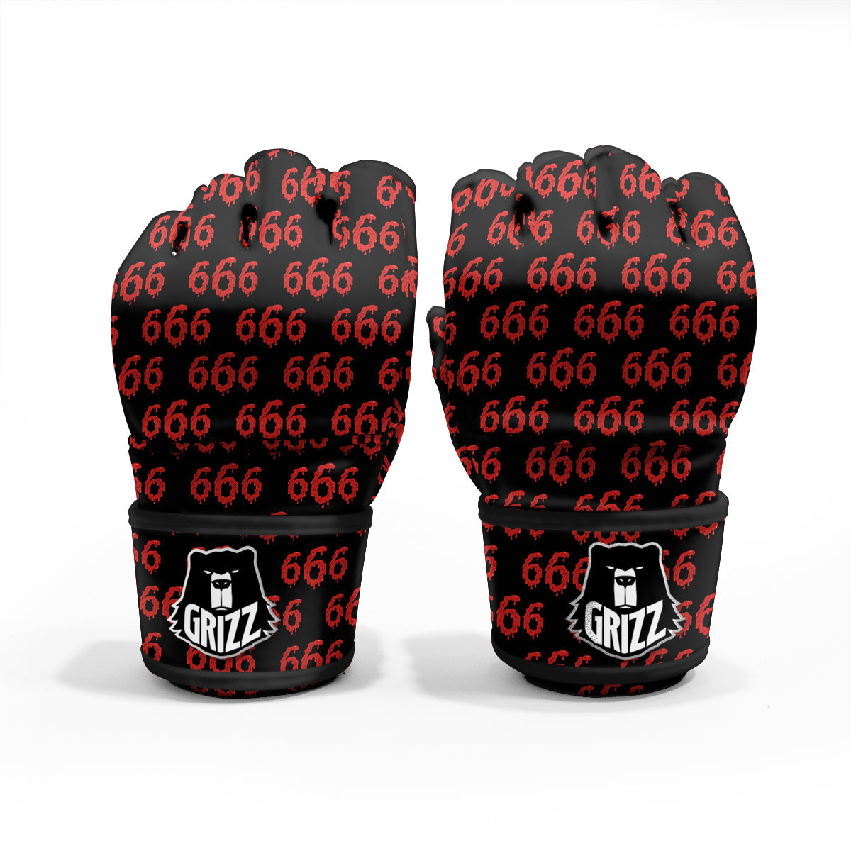 Satan 666 Print Pattern MMA Gloves-grizzshop