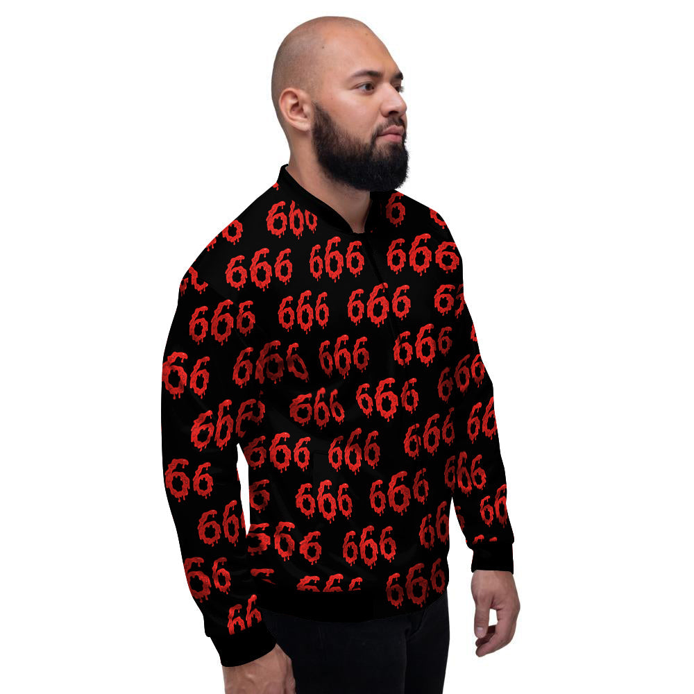 Satan 666 Print Pattern Men's Bomber Jacket-grizzshop