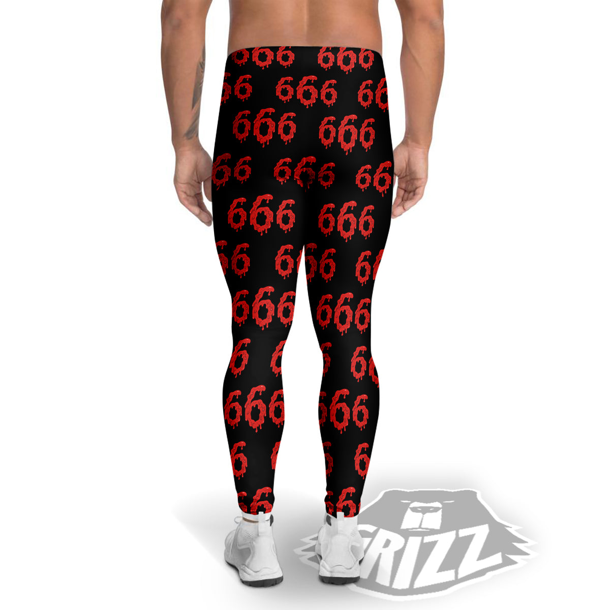 Satan 666 Print Pattern Men's Leggings-grizzshop