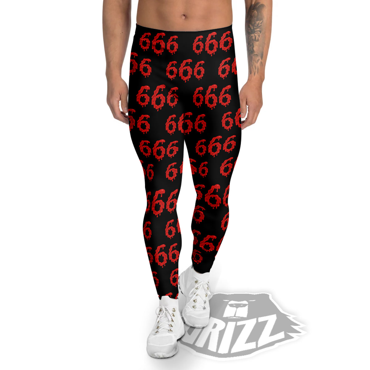 Satan 666 Print Pattern Men's Leggings-grizzshop