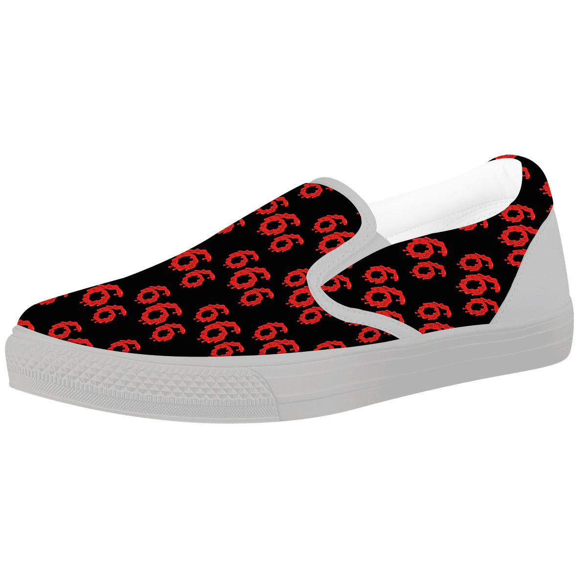 Satan 666 Print Pattern White Slip On Shoes-grizzshop