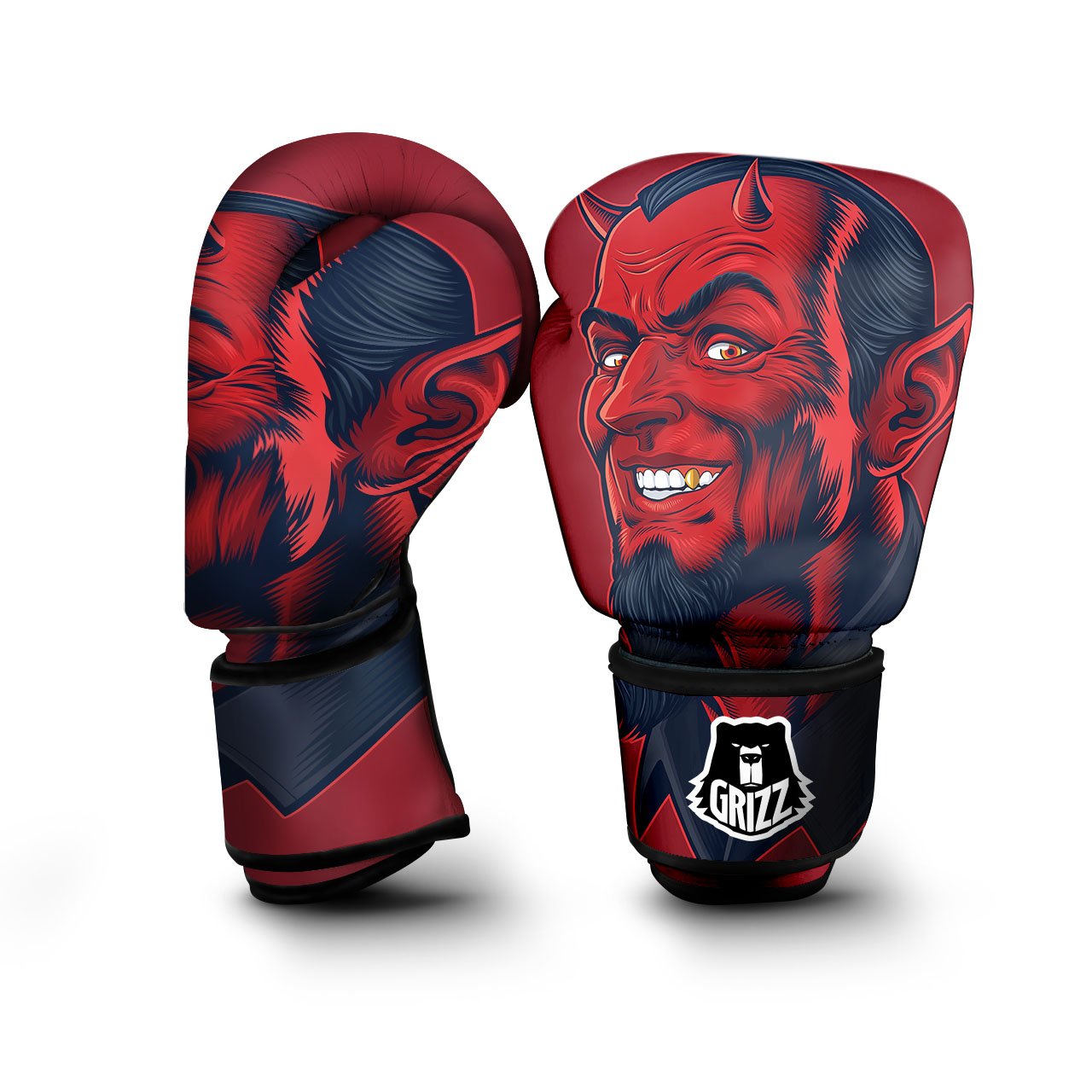 Satan Red Devil Print Boxing Gloves-grizzshop