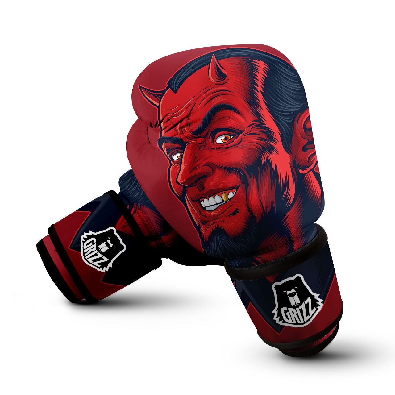 Satan Red Devil Print Boxing Gloves-grizzshop