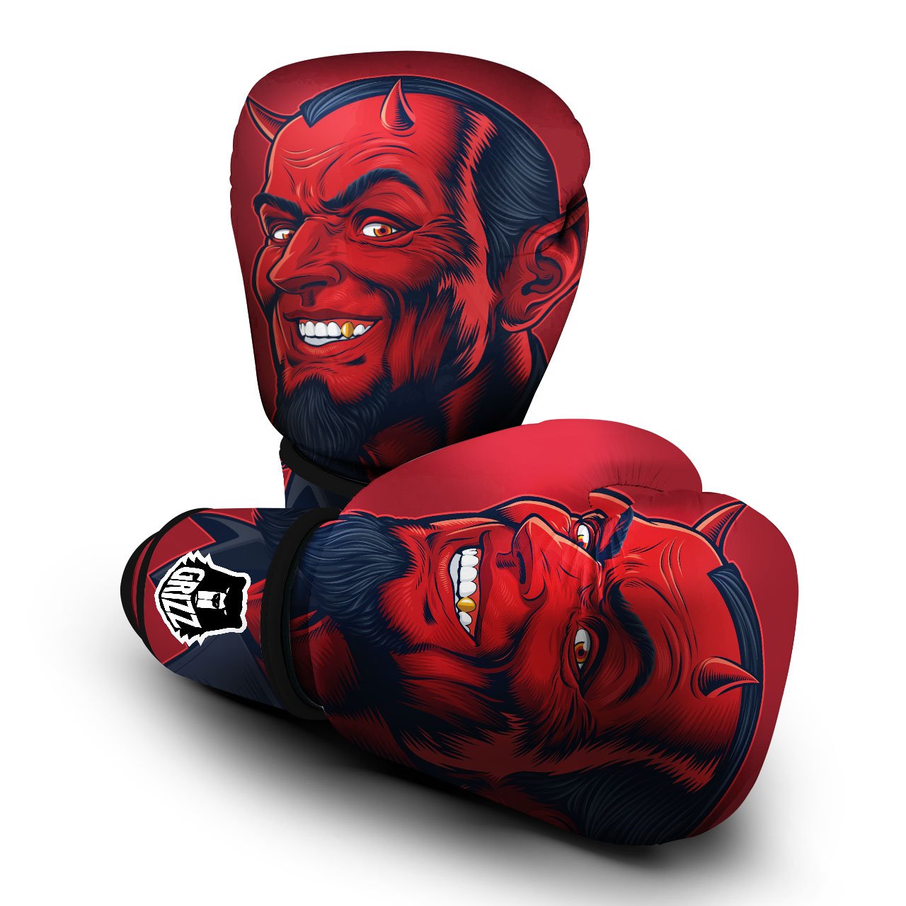 Satan Red Devil Print Boxing Gloves-grizzshop