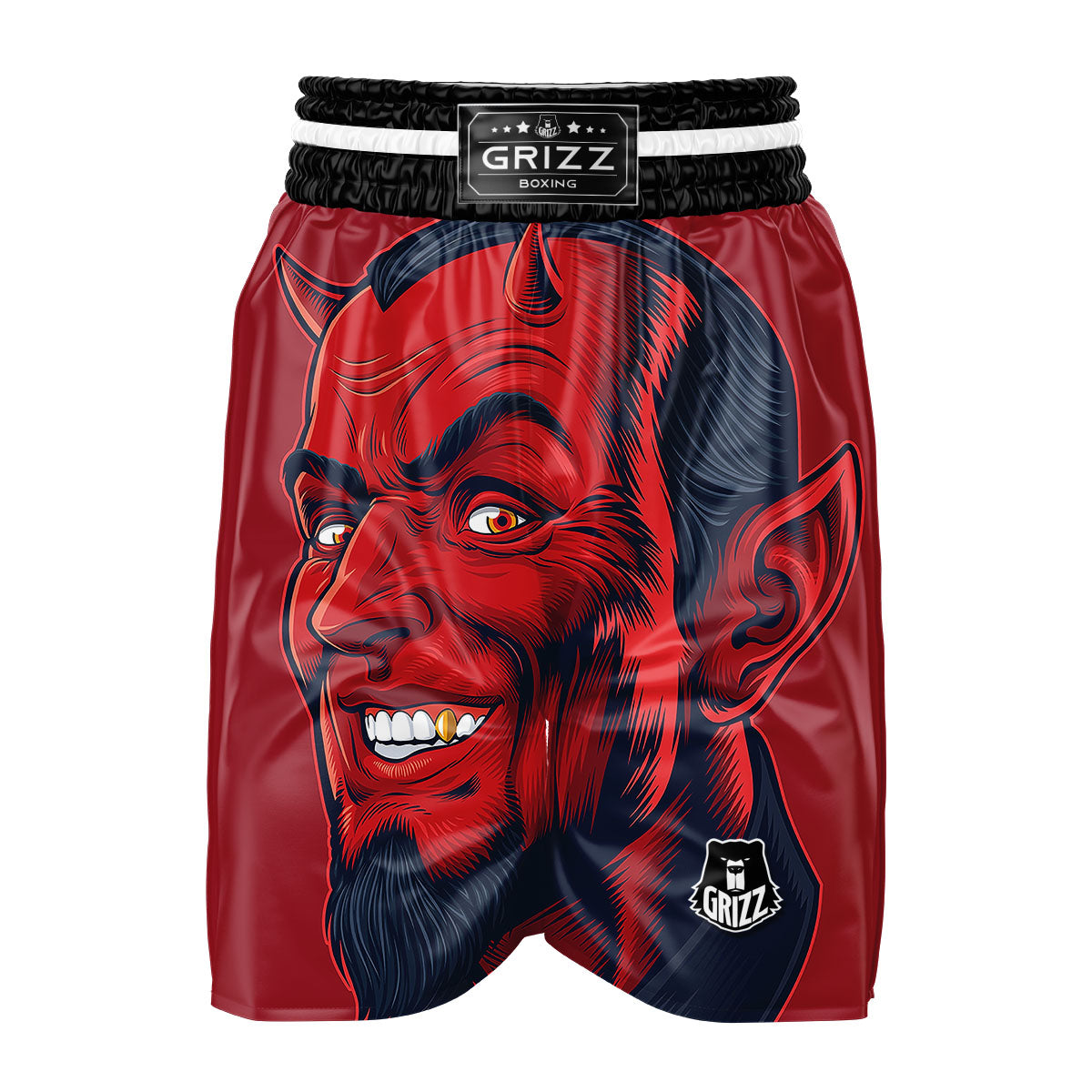 Satan Red Devil Print Boxing Shorts-grizzshop