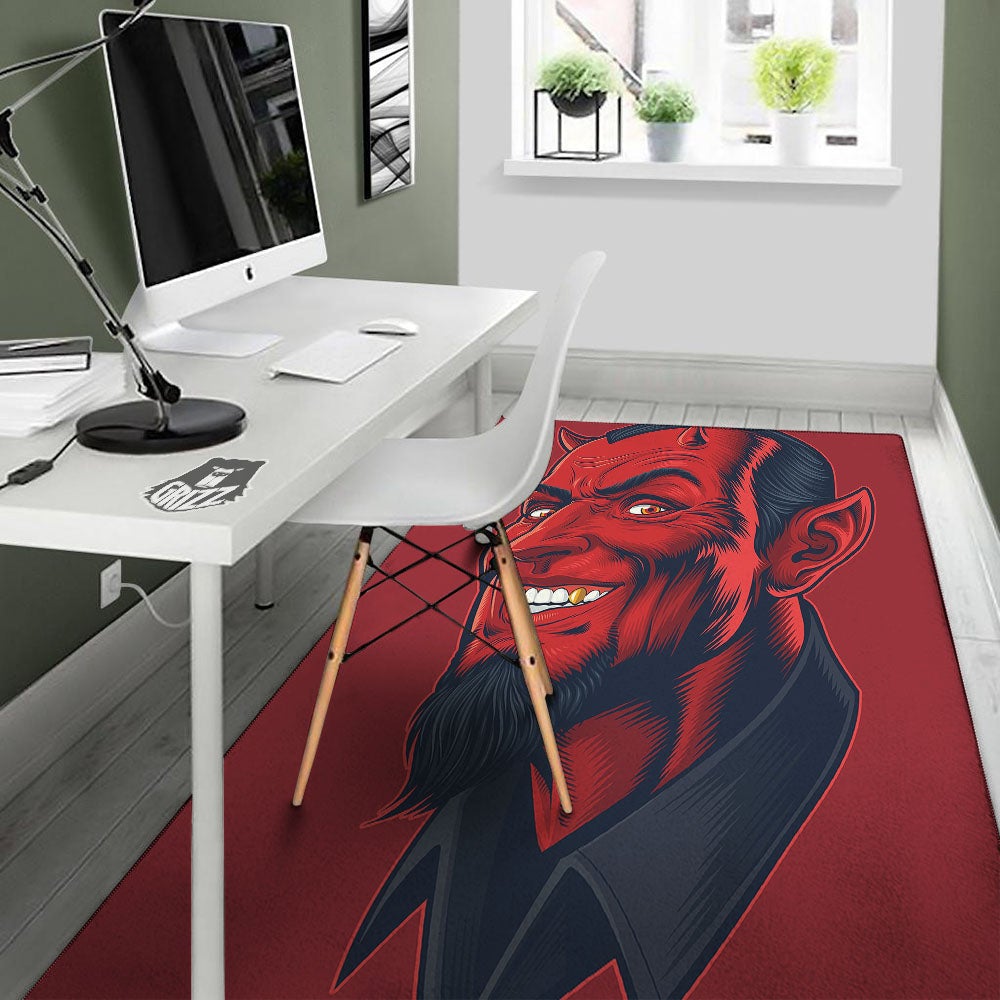 Satan Red Devil Print Floor Mat-grizzshop