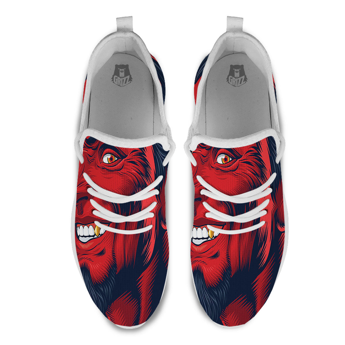 Satan Red Devil Print White Athletic Shoes-grizzshop