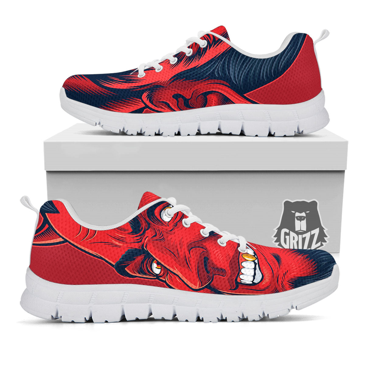 Satan Red Devil Print White Sneaker-grizzshop