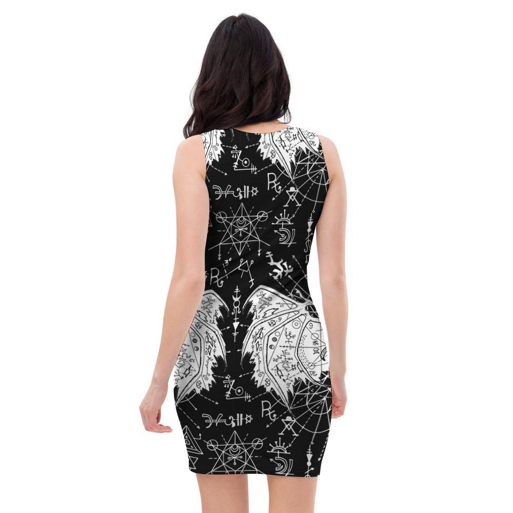 Satanic Demon Gothic Witch Bodycon Dress-grizzshop