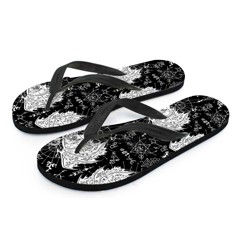 Satanic Demon Gothic Witch Men's Flip Flops-grizzshop