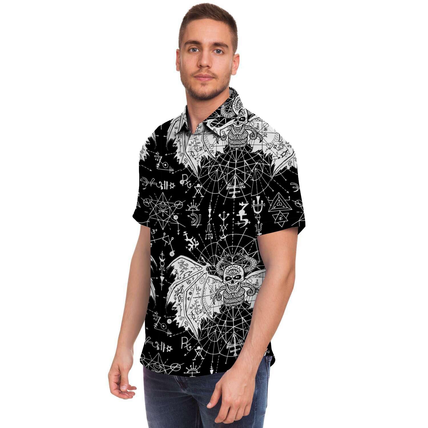 Satanic Demon Gothic Witch Men's Short Sleeve Shirt-grizzshop