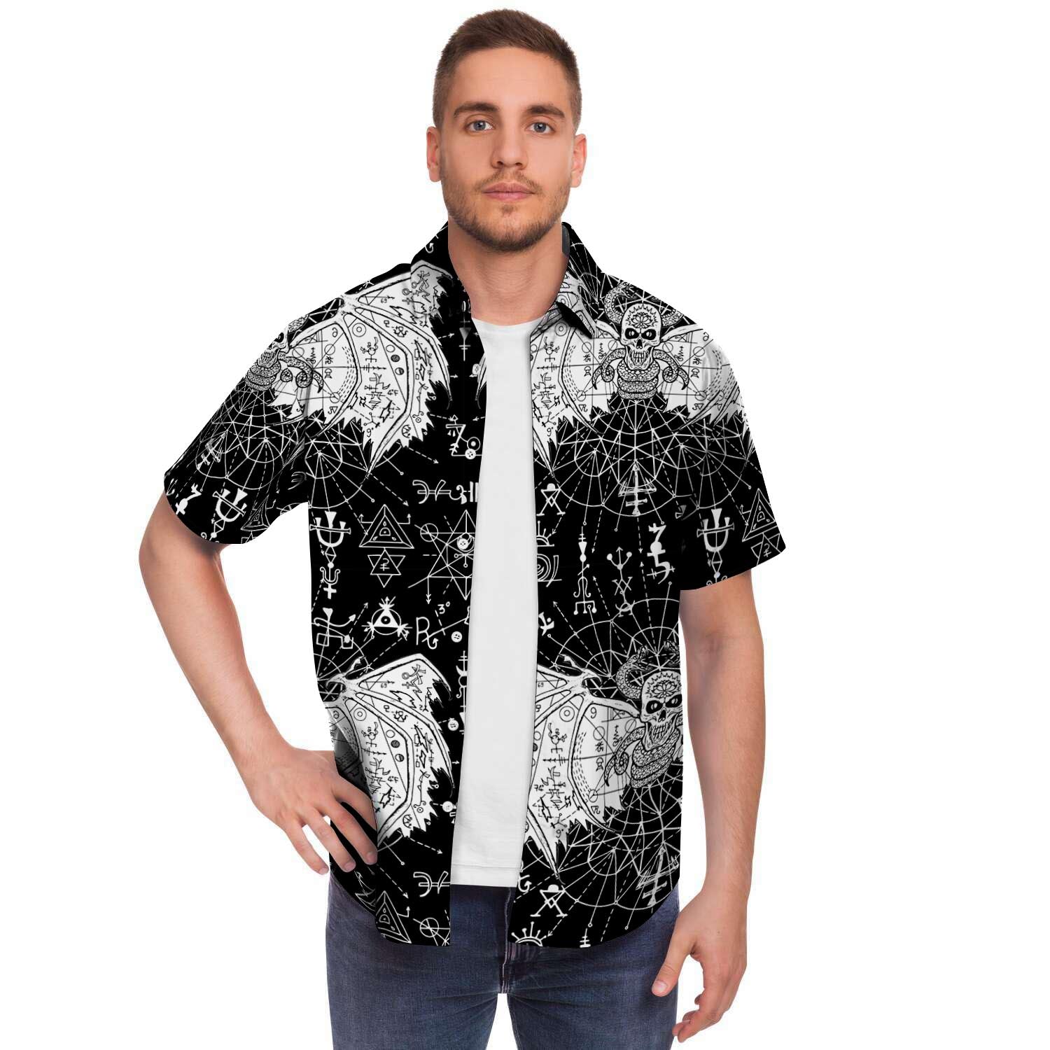 Satanic Demon Gothic Witch Men's Short Sleeve Shirt-grizzshop