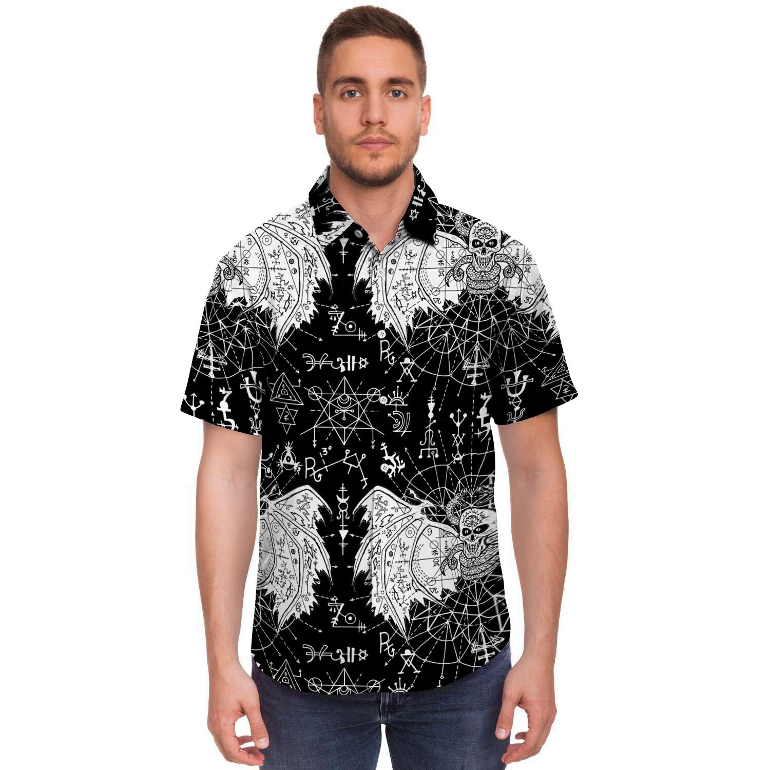 Satanic Demon Gothic Witch Men's Short Sleeve Shirt-grizzshop