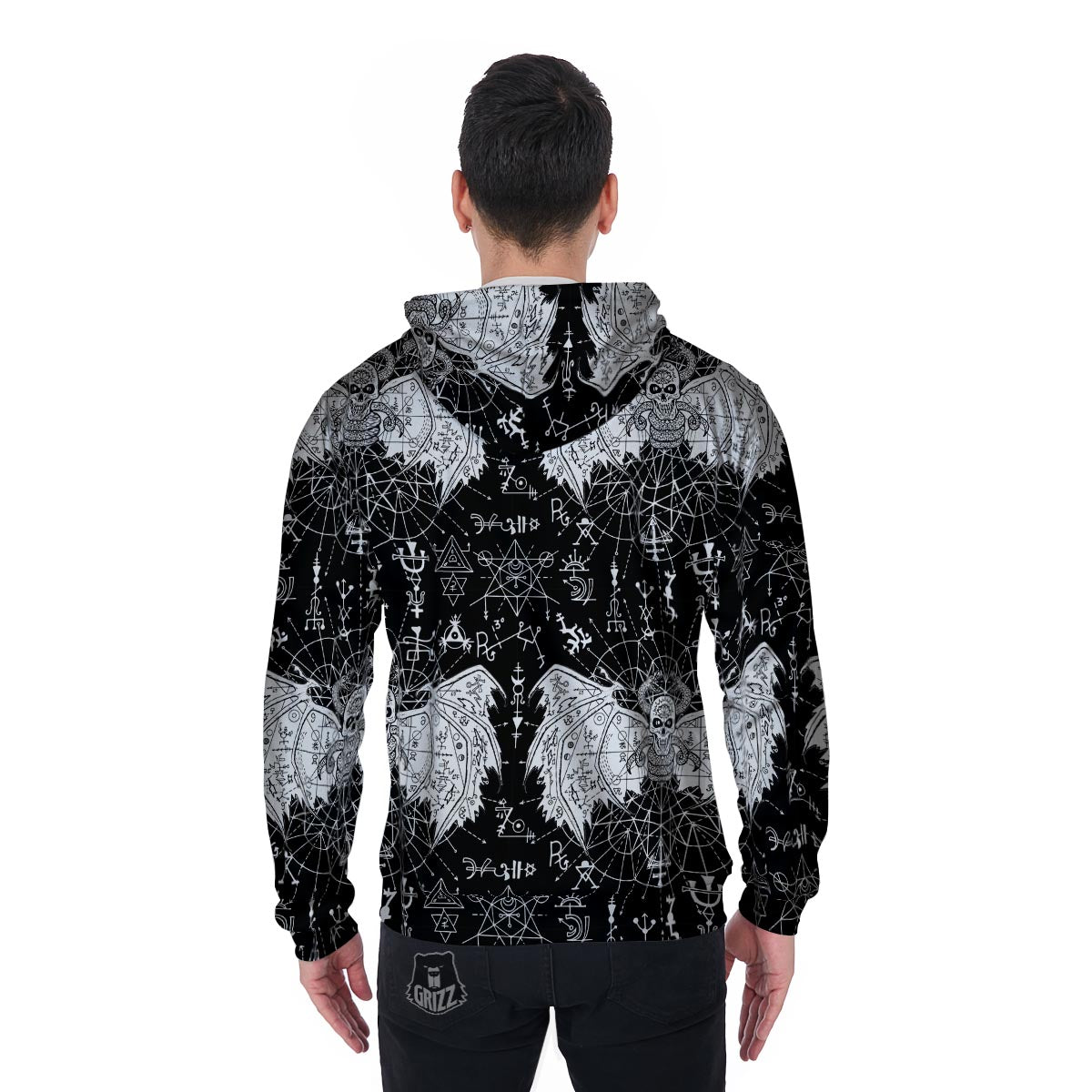 Satanic Demon Gothic Witch Men's Zip Up Hoodie-grizzshop