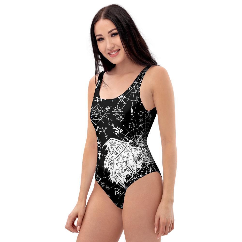 Satanic Demon Gothic Witch One Piece Swimsuite-grizzshop