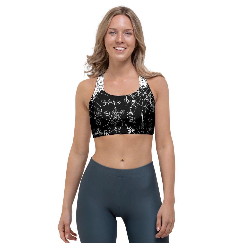 Satanic Demon Gothic Witch Sports Bra-grizzshop