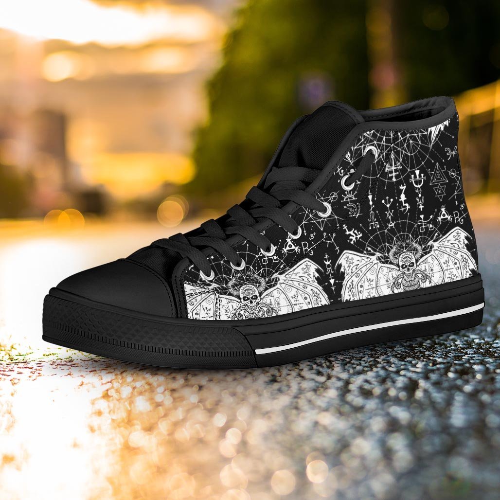 Satanic Demon Gothic Witch Women's High Top Shoes-grizzshop