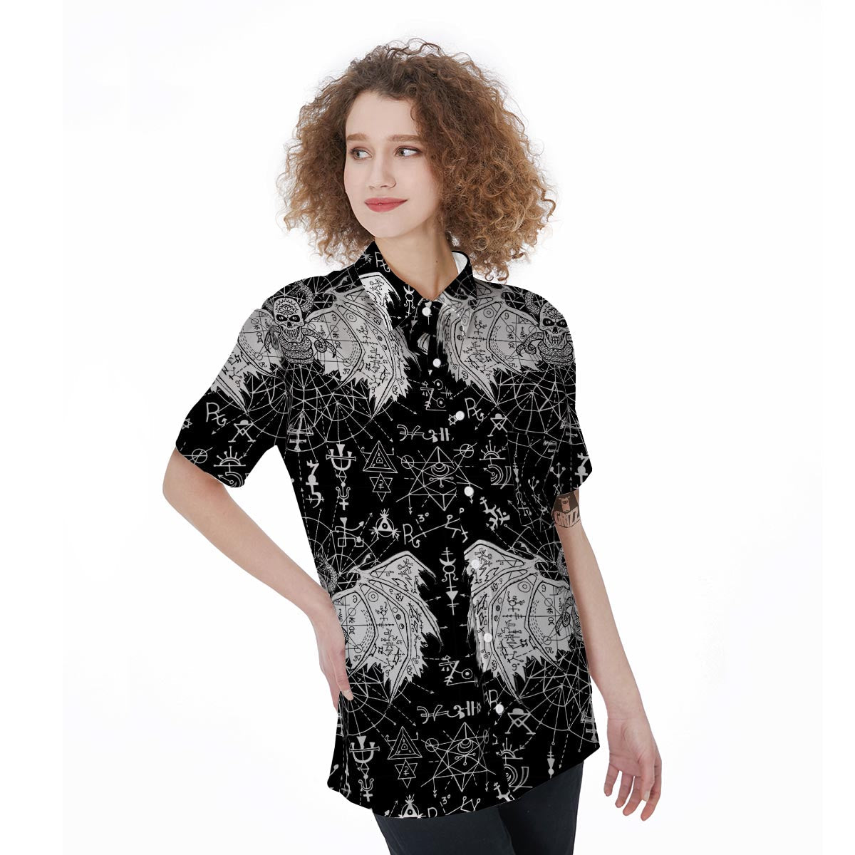 Satanic Demon Gothic Witch Women's Short Sleeve Shirts-grizzshop