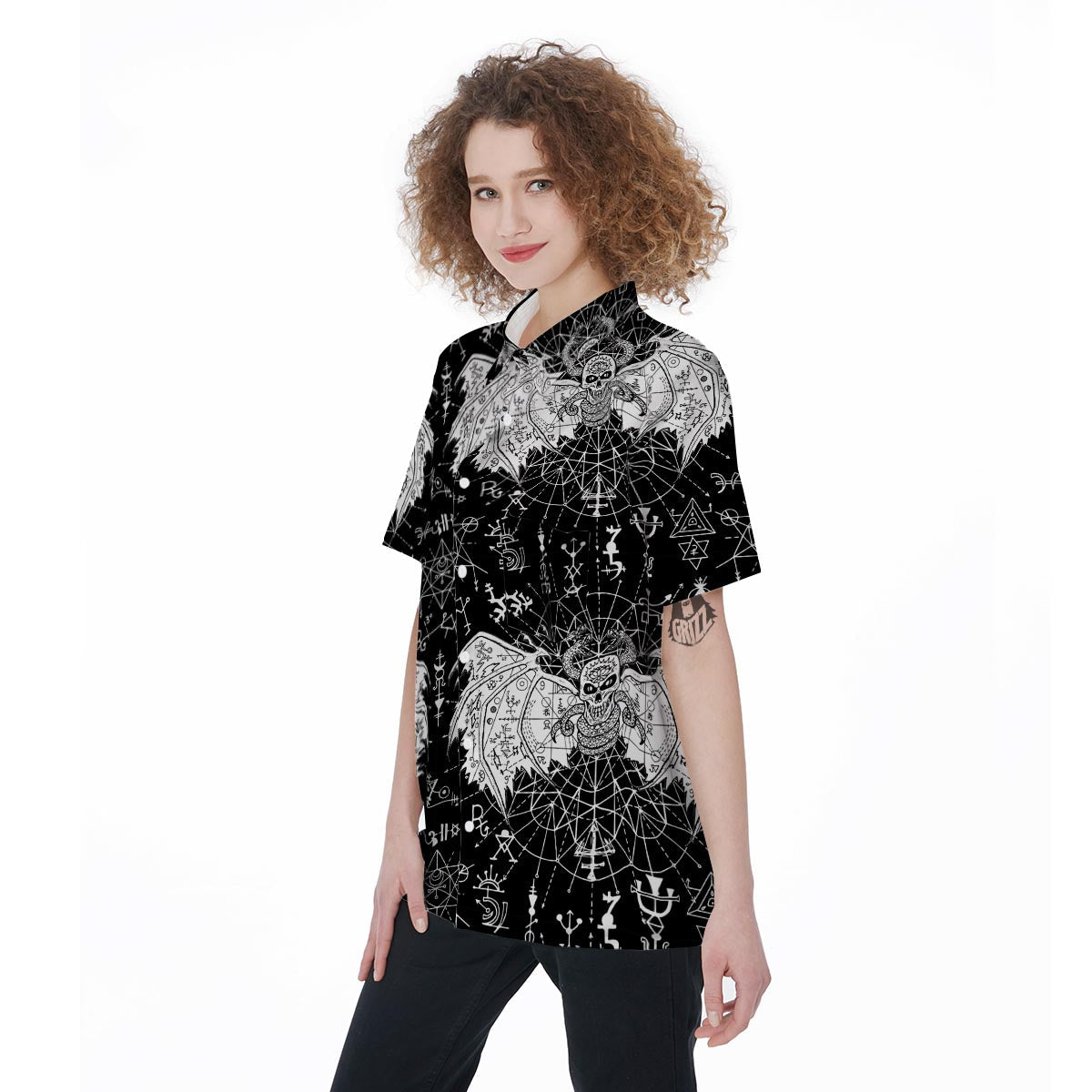 Satanic Demon Gothic Witch Women's Short Sleeve Shirts-grizzshop