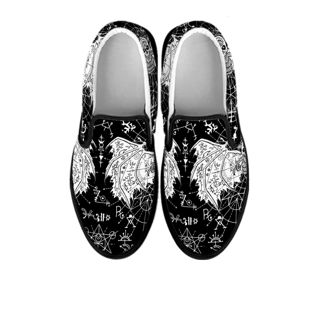 Satanic Demon Gothic Witch Women's Slip On Sneakers-grizzshop