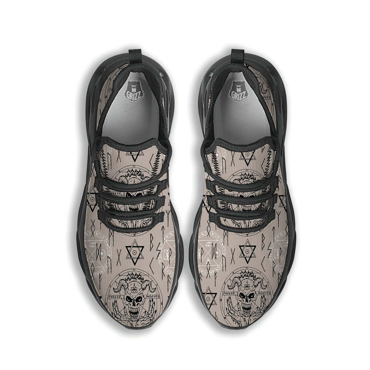 Satanic Devil Gothic Witch Black Running Shoes-grizzshop