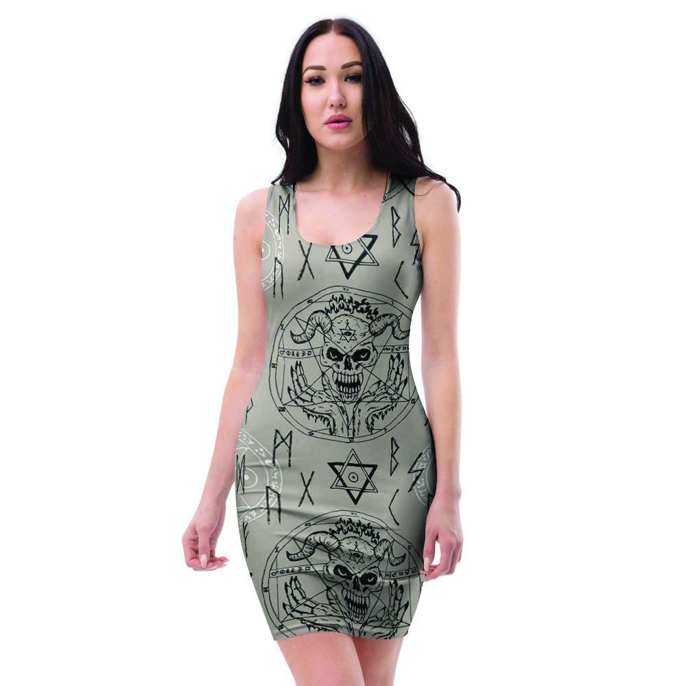 Satanic Devil Gothic Witch Bodycon Dress-grizzshop