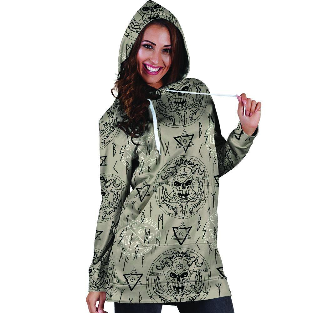 Satanic Devil Gothic Witch Hoodie Dress-grizzshop